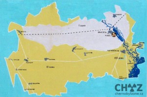 Mapa černobylské zóny